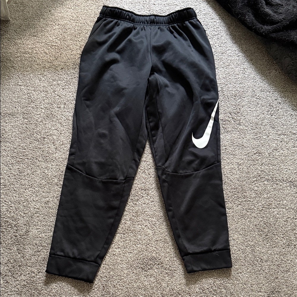 Nike Kids Black Sweatpants with White Logo